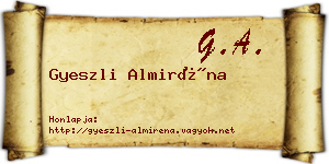 Gyeszli Almiréna névjegykártya